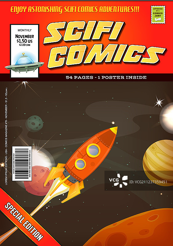 科幻漫画书封面模板图片素材