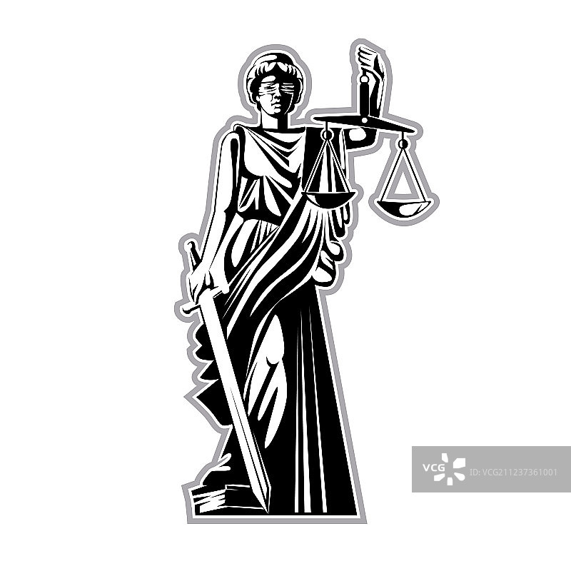 正义女神雕像的轮廓图片素材