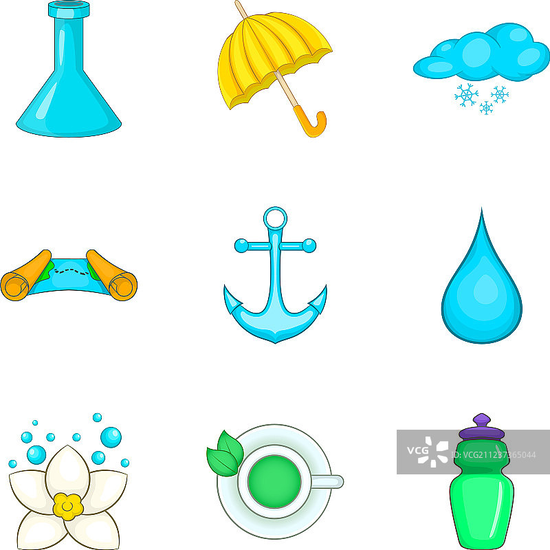 卡通风格的净水图标集图片素材