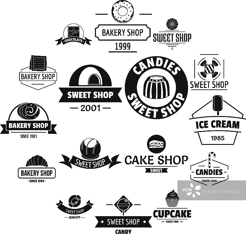 烘焙甜点Logo图标简约风格合集图片素材