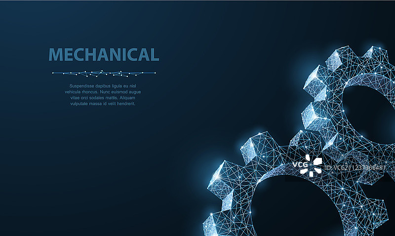 齿轮抽象线框3D图图片素材