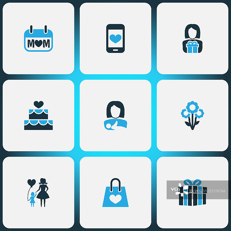 9个母亲节彩色图标设计图片素材