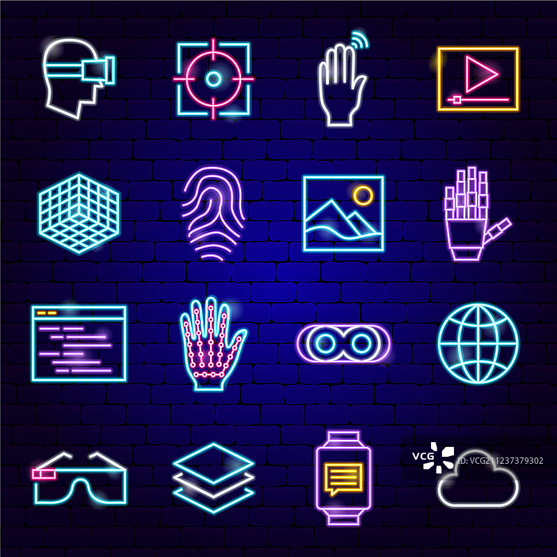 增强现实霓虹灯图标图片素材