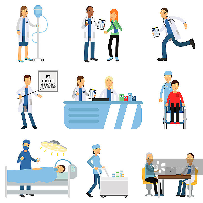 医生、护士和输液车图片素材