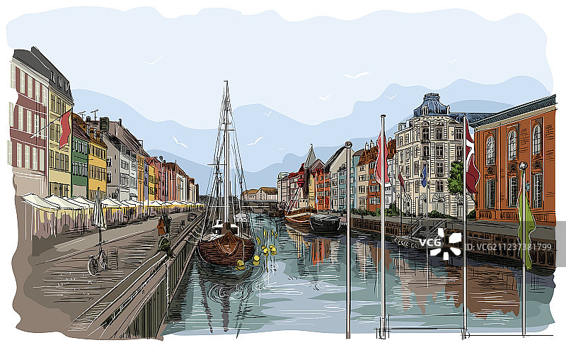 哥本哈根的彩色码头图片素材