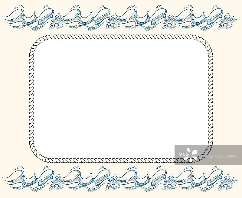 绳索和蓝色波浪的航海框架图片素材