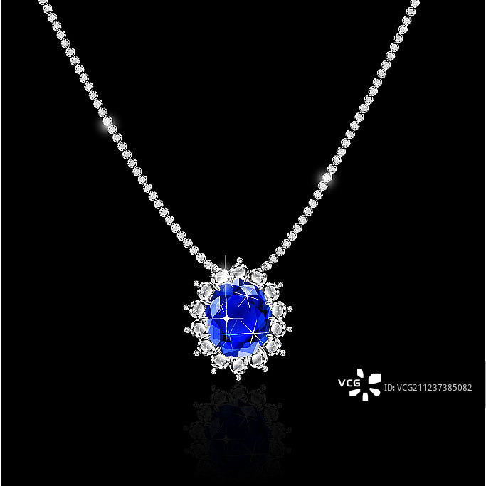 镶嵌红宝石和钻石的金色项链图片素材