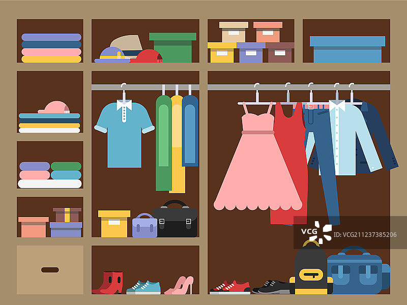 装满各种衣服的大衣柜图片素材