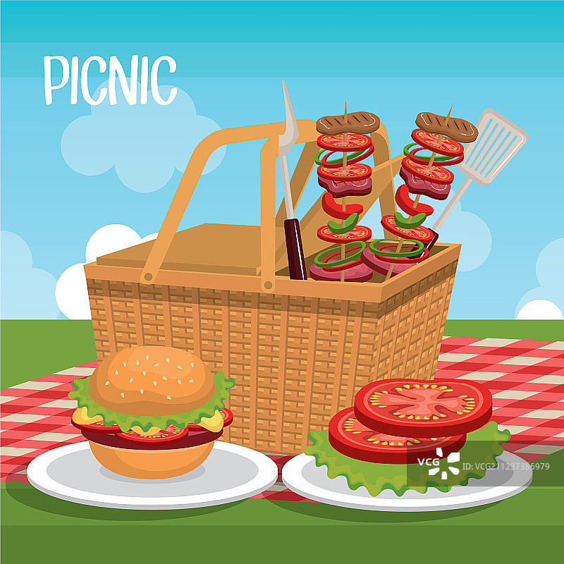 美味的野餐场景图标图片素材