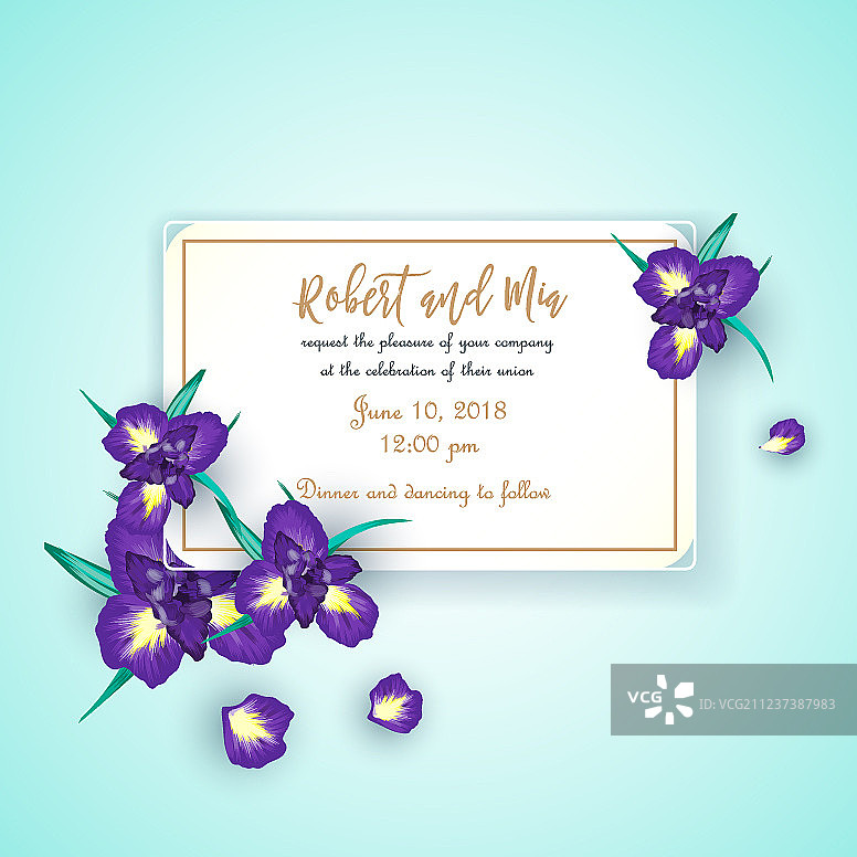 鸢尾花婚礼邀请卡图片素材