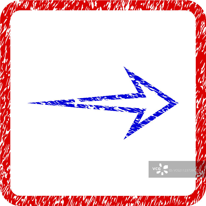 箭头向右的Grunge风格边框图标图片素材