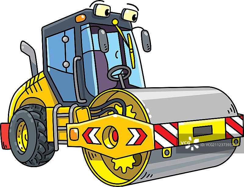 有趣的带眼睛的沥青压路车图片素材