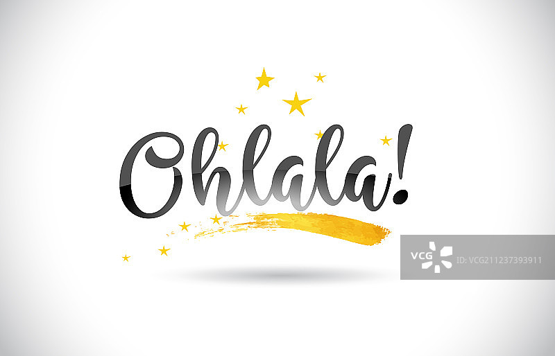 带有金色星星轨迹的ohlala文字图片素材