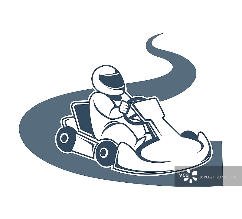 专业卡丁车赛车手坐在车里驾驶图片素材