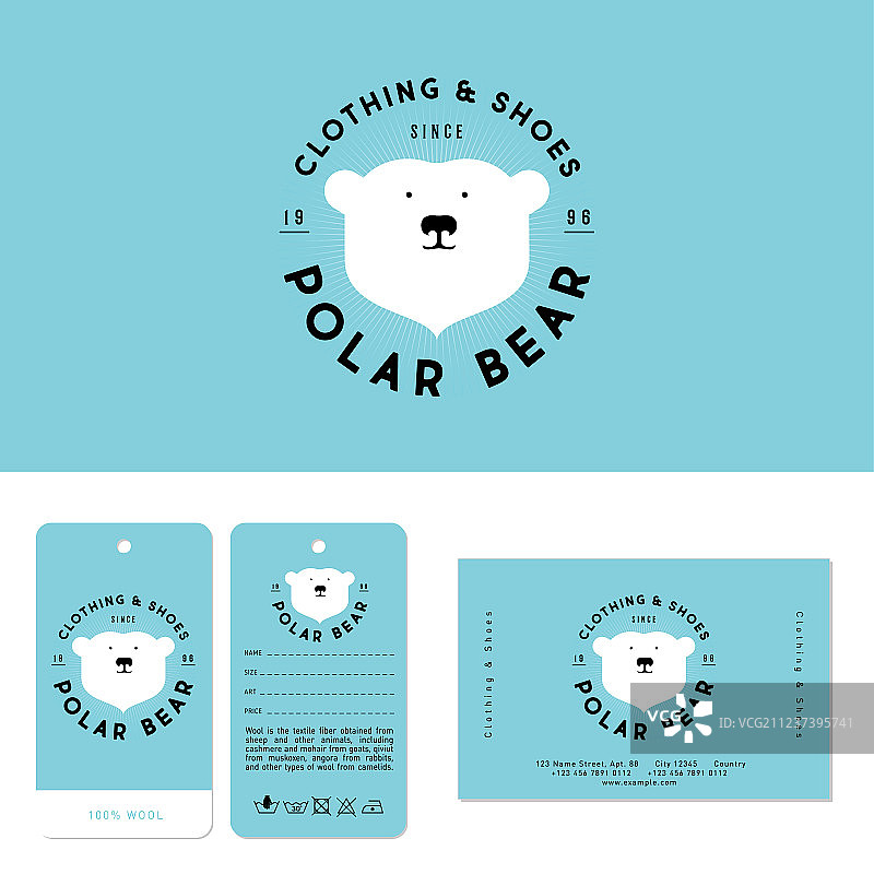 北极熊logo服装鞋子标签名片图片素材