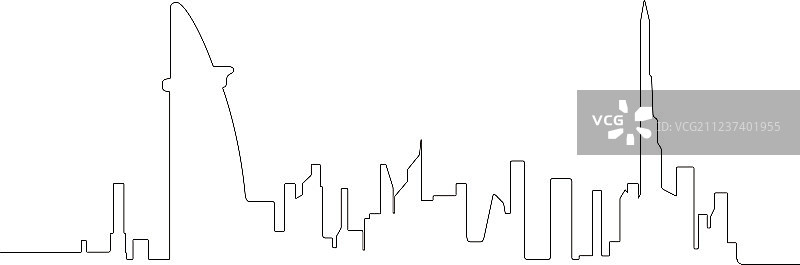 迪拜连续线条天际线图片素材