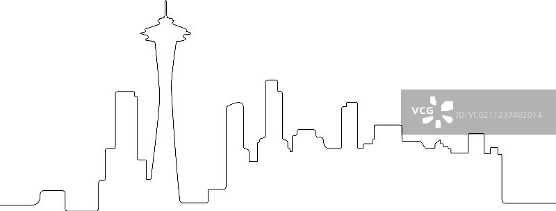 西雅图连续线条天际线图片素材