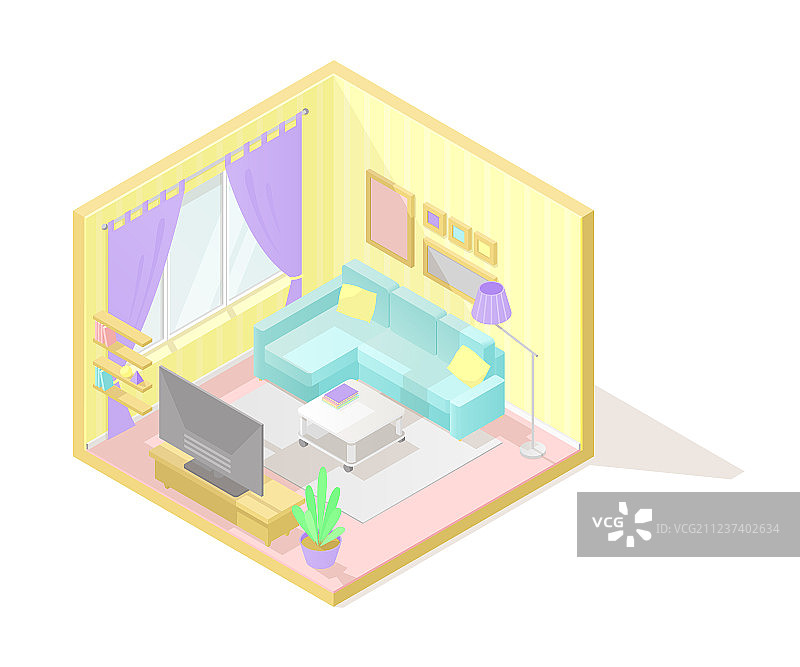 2.5D低多边形剖面内部图片素材