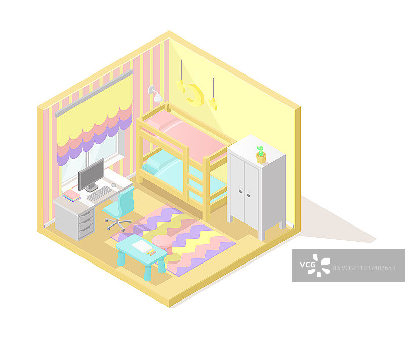 2.5D低多边形剖面内部图片素材