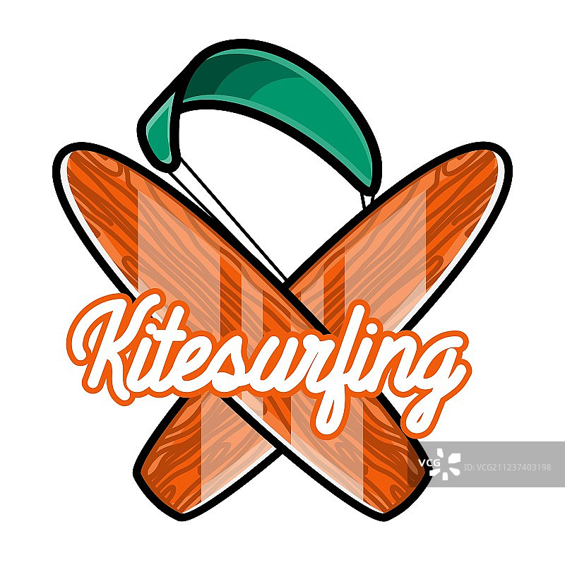 彩色复古风筝冲浪标志图片素材