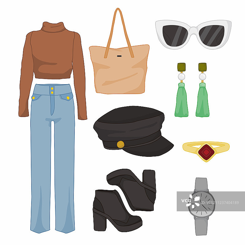 简约女士时尚单品合集图片素材