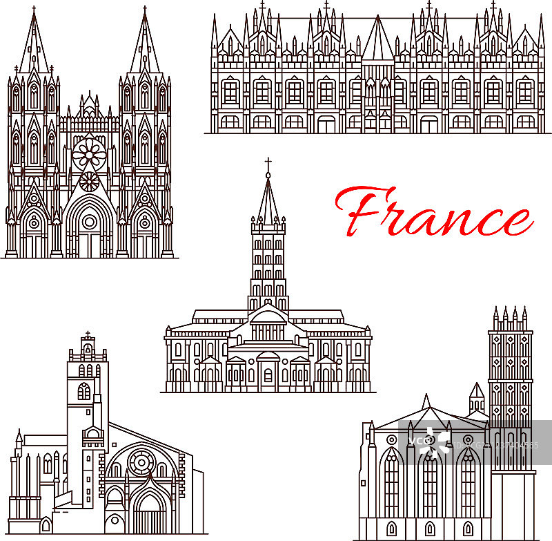法国旅游地标建筑景点图标图片素材