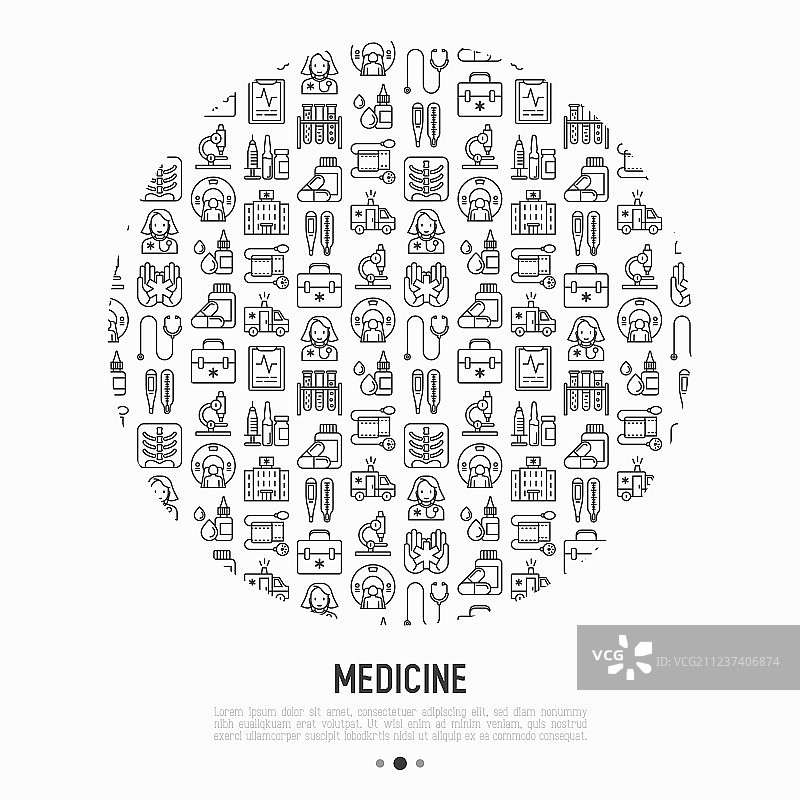 圆形医药概念细线图标图片素材