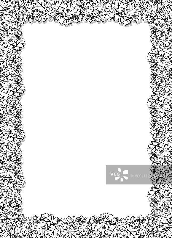 竖版橡树叶装饰画框图片素材