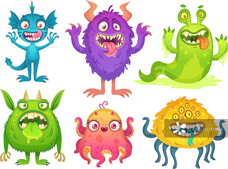 卡通怪兽吉祥物万圣节趣味怪兽图片素材