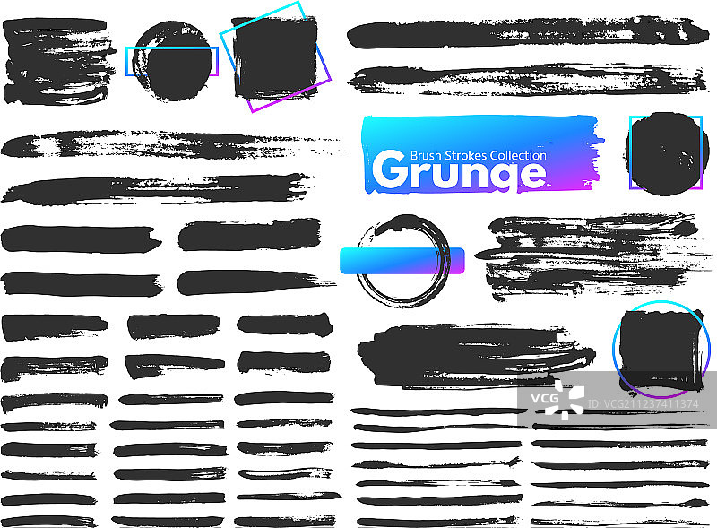 Grunge笔触水彩画笔笔触图片素材