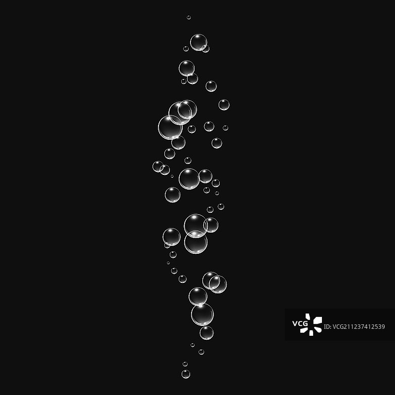 黑色背景下的水中气泡图片素材