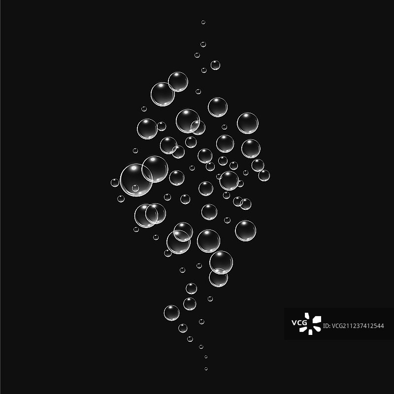 黑色背景下的水中气泡图片素材