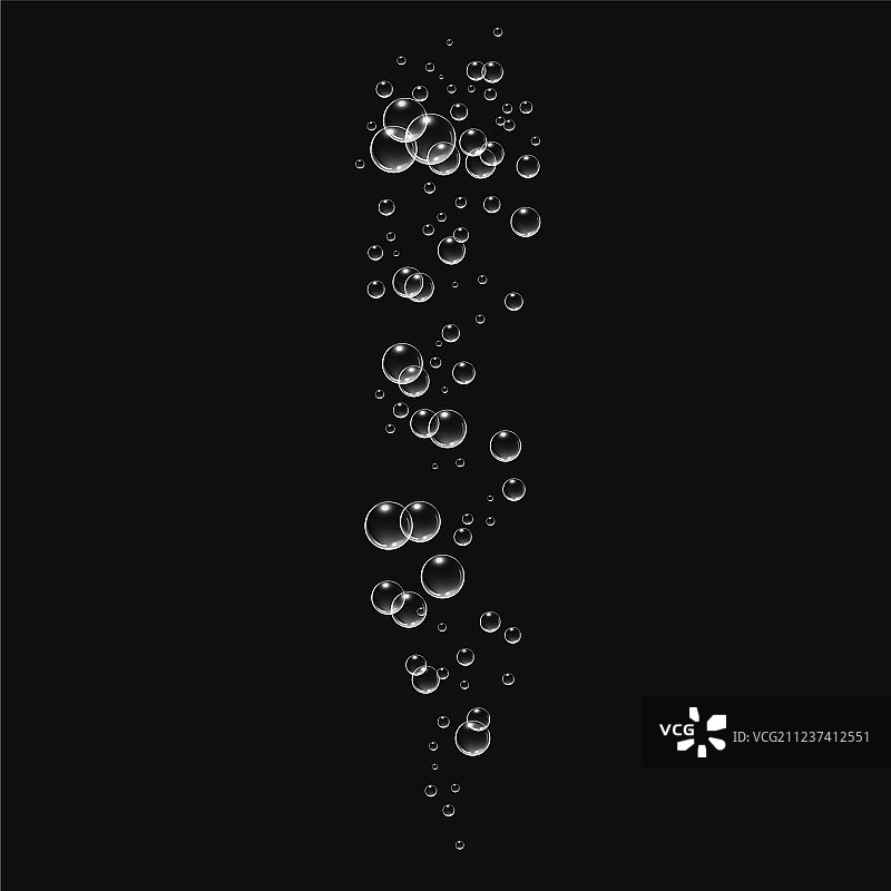 黑色背景下的水中气泡图片素材