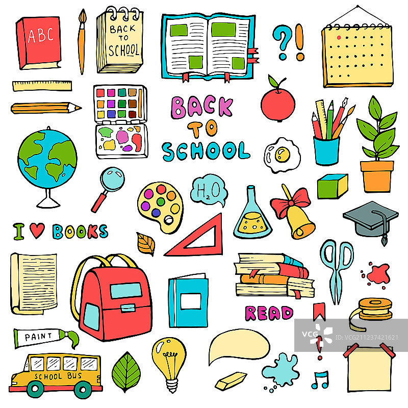 回到学校用手绘涂鸦集图片素材