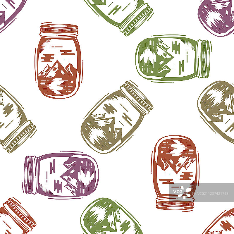 探险主题罐子无缝图案图片素材