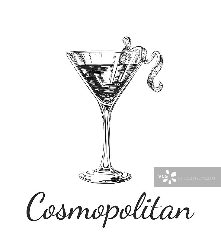 手绘大都会鸡尾酒饮品图片素材