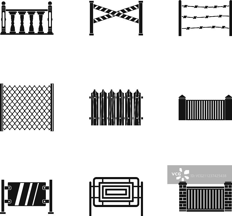 复古栅栏图标简约合集图片素材