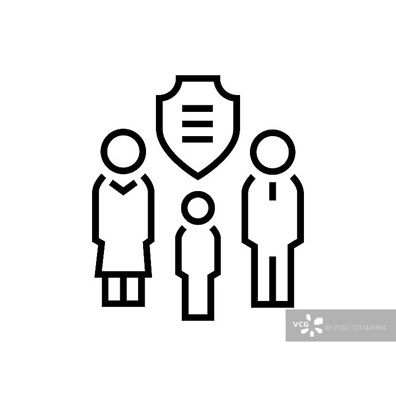 家庭保护线性设计独立元素图片素材