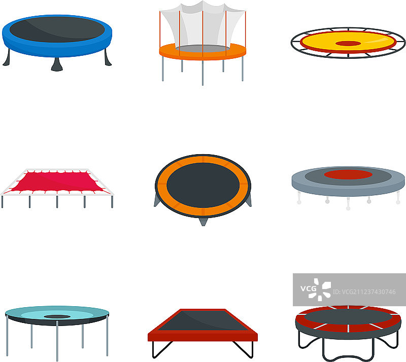 蹦床公园欢乐图标扁平风格图片素材