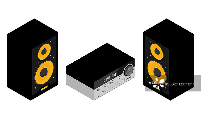 家用立体声扁平音乐系统图片素材