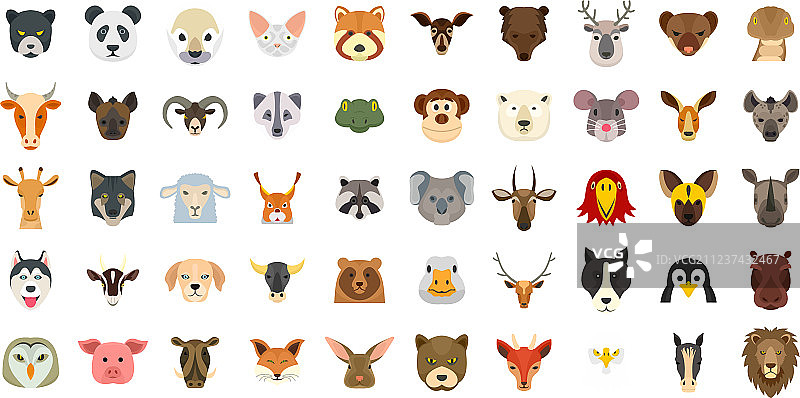 扁平风格动物图标集图片素材