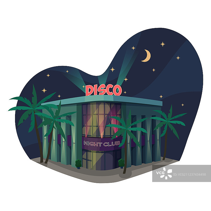 带入口和灯光的夜店外观图片素材