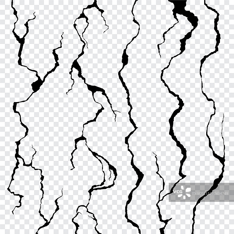 透明背景上的墙壁裂缝图片素材