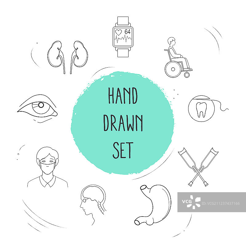 一组线性风格的医疗图标符号图片素材