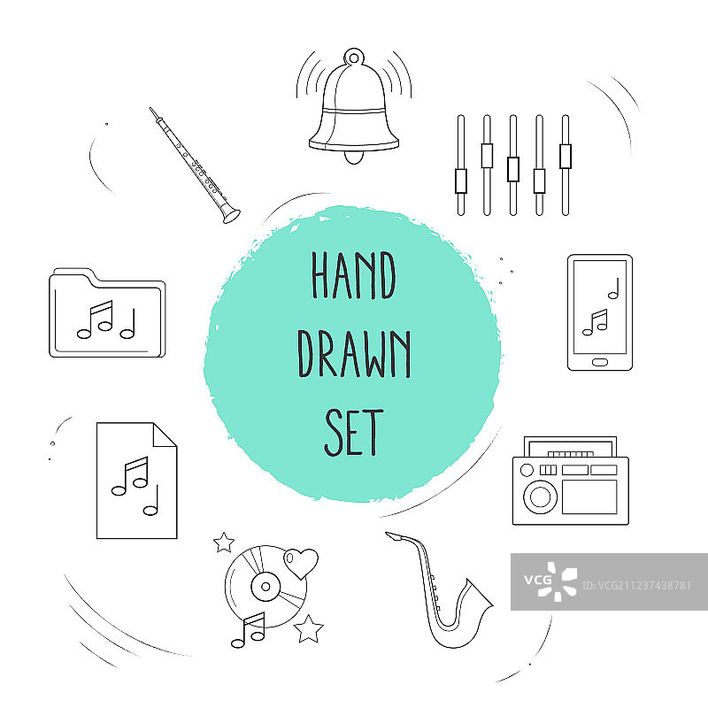 带音乐的工作室图标线性风格符号图片素材