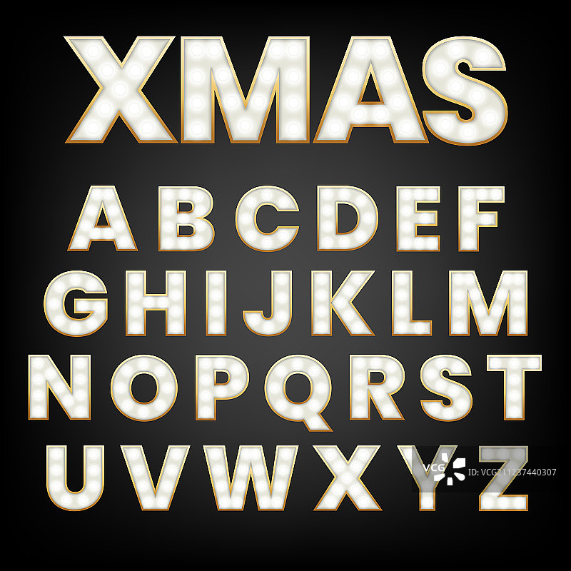 带灯泡和金色的发光字母图片素材