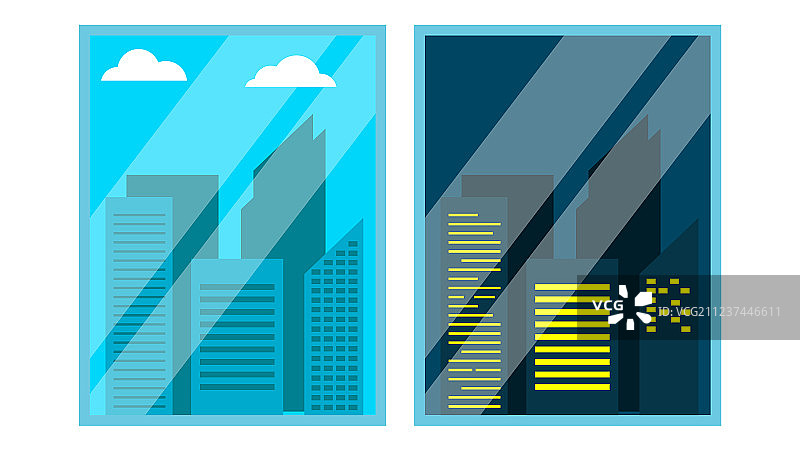 日夜窗景摩天大楼图片素材