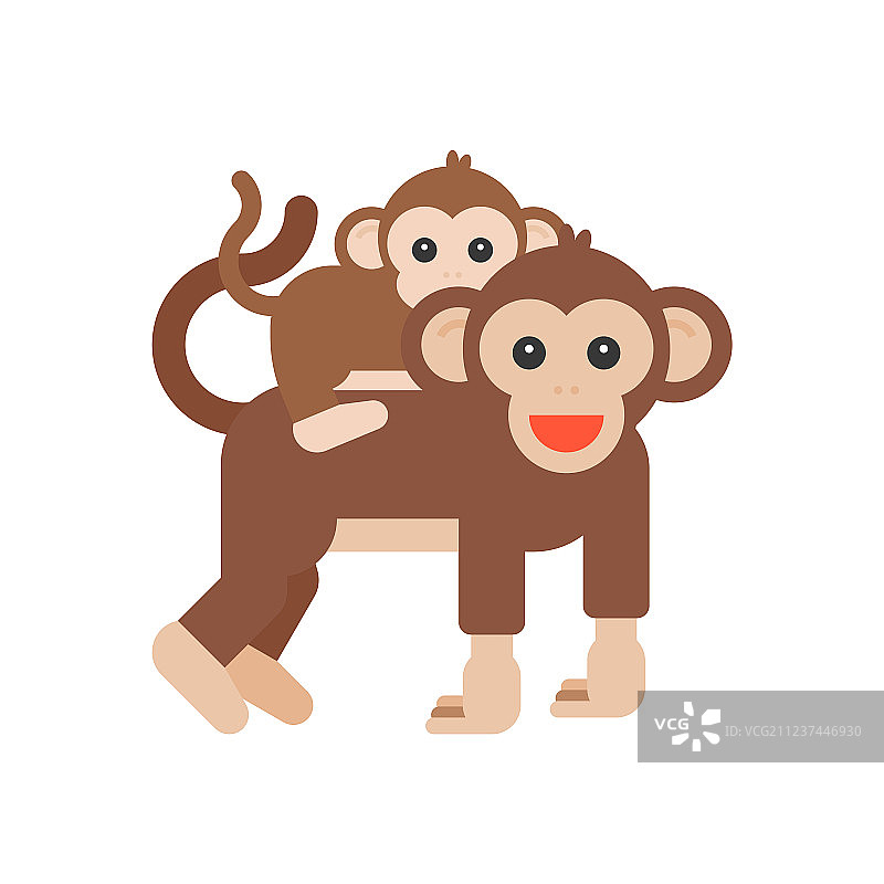 小猴子骑在妈妈的背上图片素材