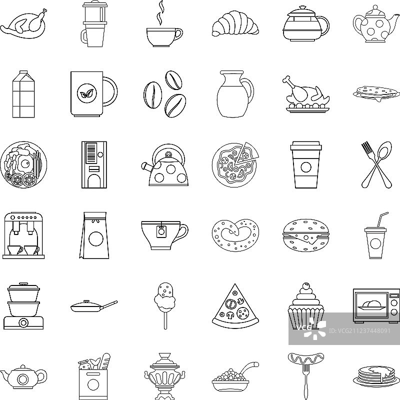 可食用图标集轮廓样式图片素材