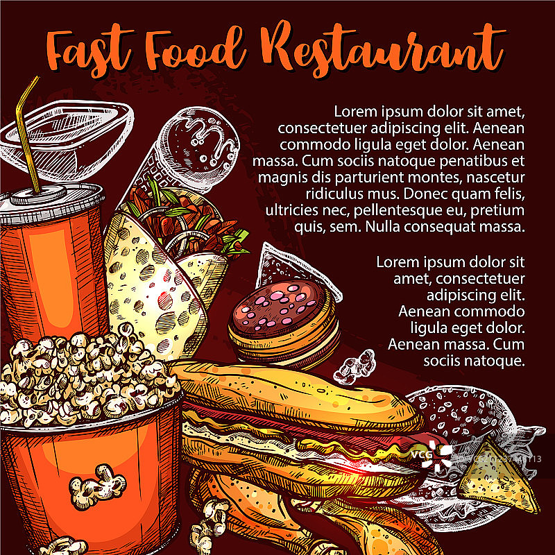 含午餐菜肴的快餐店菜单封面图片素材